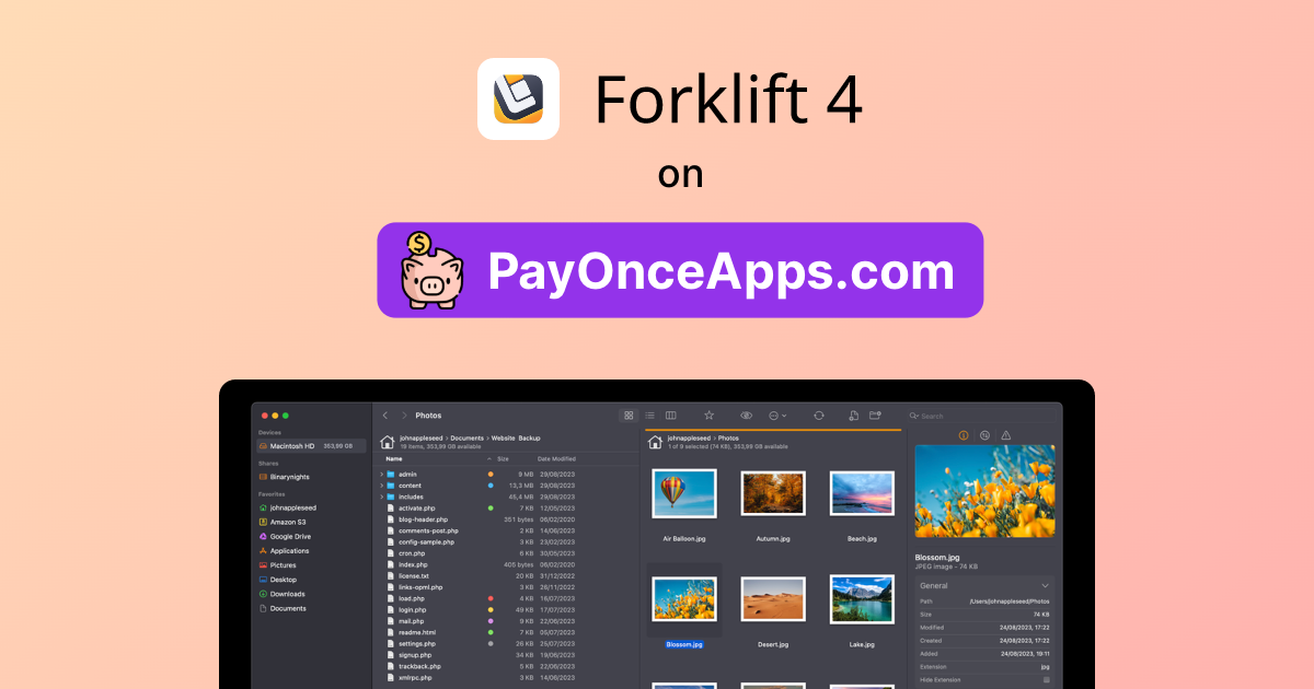 Forklift 4 Dual pane file manager and transfer client for macOS.